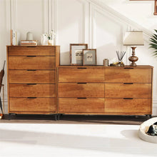 Load image into Gallery viewer, Mid Century Modern 5-Drawer Dresser, Wooden Chest of Drawers with Interlock System, Anti-Tip Kit &amp; Metal Legs for Bedroom, Living Room, Hallway