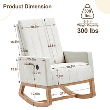 Load image into Gallery viewer, VECELO Rocking Chair Nursery Upholstered with Padded Seat