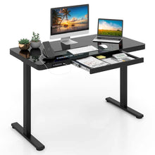Load image into Gallery viewer, 48" x 24" Electric Standing Desk with Drawer, Tempered Glass Top, Memory Positions &amp; USB Type-C Outlets, Sit Stand Desk for Home Office