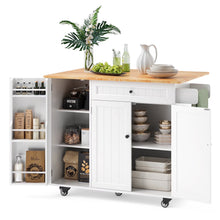 Load image into Gallery viewer, Noelse Kitchen Island with Storage, Island Table for Kitchen with Drop Leaf, Spice Rack, Towel Bar for Small Kitchens, White