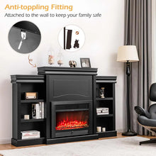 Load image into Gallery viewer, 70" Fireplace Mantel TV Stand with Storage Shelves, Freestanding Wood Media Console for 28.5" Fireplace Insert, Living Room &amp; Bedroom