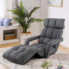 Load image into Gallery viewer, 6-Position Adjustable Floor Sofa Bed, Folding Lazy Sofa Chaise Lounger Recliner with Armrests &amp; Footrests for Living Room, Bedroom &amp; Gaming