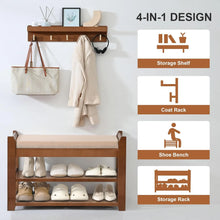Load image into Gallery viewer, Shoe Rack for Front Door Entrance, 28 Entryway Bench with Coat Rack, Hall Tree Shoe Bench with Storage for Entry, Hallway, Bedroom, Living Room