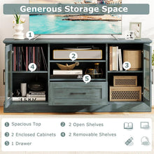 Load image into Gallery viewer, 62" Farmhouse TV Stand for 70 Inch TVs, Tall Media Console Table with 2 Glass Doors, Cubbies &amp; Drawer, Storage Cabinet for Living Room