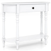 Load image into Gallery viewer, 36" 2-Tier Retro Console Table with Storage Drawer &amp; Open Shelf, Solid Wood Narrow Entryway Sofa Table for Living Room, Foyer &amp; Hallway
