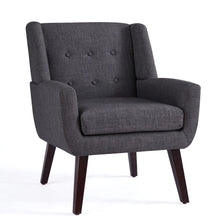 Load image into Gallery viewer, HUIMO Accent Chair, Button - Tufted Upholstered Living Room Chairs, Mid Century Modern Comfy Reading Chairs for Bedroom, Living Room, Beige - Yellow