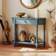 Load image into Gallery viewer, 36" 2-Tier Retro Console Table with Storage Drawer &amp; Open Shelf, Solid Wood Narrow Entryway Sofa Table for Living Room, Foyer &amp; Hallway