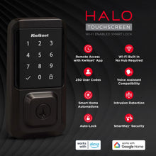 Load image into Gallery viewer, Kwikset Halo Touchscreen Wi - Fi Smart Deadbolt Hardware Lock with Smartkey Satin Nickel