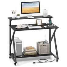 Load image into Gallery viewer, Tangkula 39.5" Mobile Computer Desk with Power Outlets for Home Office Bedroom