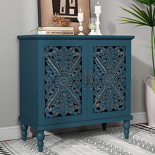 Load image into Gallery viewer, HLR 48" Accent Cabinet with 4 Doors, Vintage Hollow Carving Storage Credenza, Sideboards and Buffets Cabinet for Living Room, Kitchen, Dining Room, Entryway - 48"-4door-Green