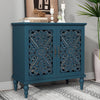 HLR 48" Accent Cabinet with 4 Doors, Vintage Hollow Carving Storage Credenza, Sideboards and Buffets Cabinet for Living Room, Kitchen, Dining Room, Entryway - 48"-4door-Green