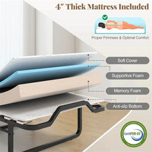 Load image into Gallery viewer, Cot Size Murphy Cabinet Bed with Mattress, 2-in-1 Folding Rollaway Guest Bed into Storage Cabinet with Lockable Wheels for Home Office