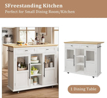 Load image into Gallery viewer, WALYWIK Foldable Kitchen Island Cart with Wheels, 2 Glass Doors, Spice Rack &amp; Towel Holder - Compact Mobile Storage Cart for Small Kitchens, Dining Rooms, Camping &amp; Rvs - Grey