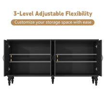 Load image into Gallery viewer, HLR 48" Accent Cabinet with 4 Doors, Vintage Hollow Carving Storage Credenza, Sideboards and Buffets Cabinet for Living Room, Kitchen, Dining Room, Entryway