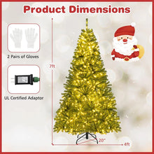 Load image into Gallery viewer, 6/7/8FT Pre-Lit Artificial Christmas Tree, Hinged Xmas Tree with Remote, Warm White LED Lights, Timer, Adjustable Lighting Modes for Holiday Decor