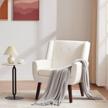 Load image into Gallery viewer, HUIMO Accent Chair, Button - Tufted Upholstered Living Room Chairs, Mid Century Modern Comfy Reading Chairs for Bedroom, Living Room, Beige