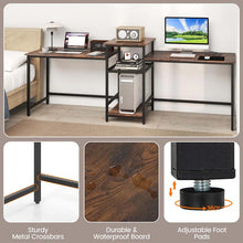 Load image into Gallery viewer, 97" Extra Long 2-Person Computer Desk with Power Outlet and Printer Stand, Home Office Computer Workstation Double Gaming Table