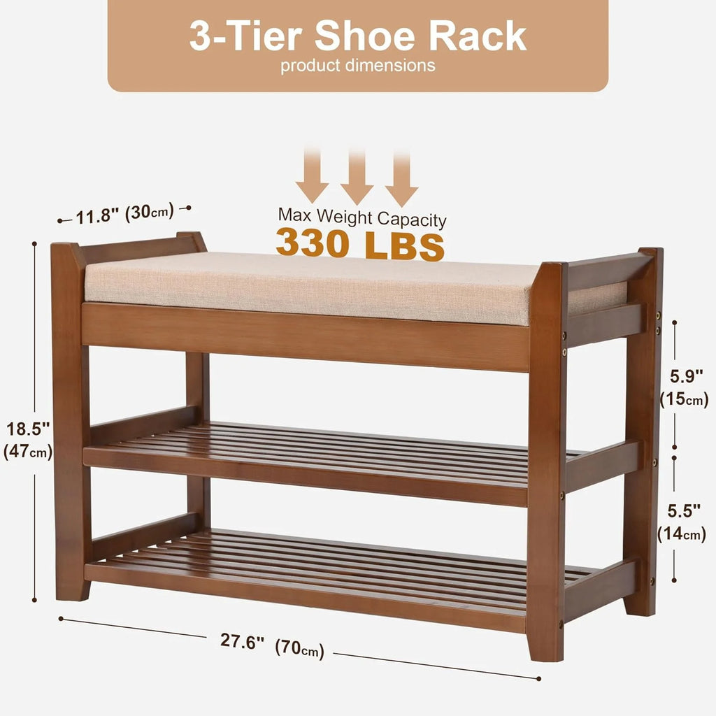 Shoe Rack for Front Door Entrance, 28 Entryway Bench with Coat Rack, Hall Tree Shoe Bench with Storage for Entry, Hallway, Bedroom, Living Room