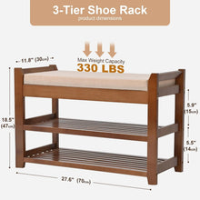 Load image into Gallery viewer, Shoe Rack for Front Door Entrance, 28 Entryway Bench with Coat Rack, Hall Tree Shoe Bench with Storage for Entry, Hallway, Bedroom, Living Room
