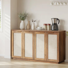 Load image into Gallery viewer, Hommpa Sideboard Buffet Cabinet Rattan Kitchen Storage Organizer with 5 - Position Adjustable Shelf &amp; 2 Doors Boho Farmhouse Accent Cabinets TV Console for Living Dining Room Coffee Bar