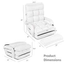 Load image into Gallery viewer, Folding Lazy Sofa Floor Chair with 6-Position Adjustable Backrest, Lumbar Pillow &amp; Armrests, Indoor Chaise Lounge Sofa for Gaming, Living Room - Red