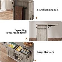 Load image into Gallery viewer, WALYWIK Foldable Kitchen Island Cart with Wheels, 2 Glass Doors, Spice Rack &amp; Towel Holder - Compact Mobile Storage Cart for Small Kitchens, Dining Rooms, Camping &amp; Rvs - Grey