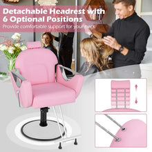 Load image into Gallery viewer, Reclining Barber Chair, 360° Swivel Salon Chair with Heavy Duty Hydraulic Pump, Adjustable Height &amp; Headrest for Hair Styling, Makeup, Tattoo