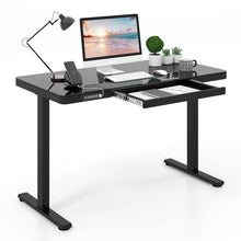 Load image into Gallery viewer, 48" x 24" Electric Standing Desk with Drawer, Tempered Glass Top, Memory Positions &amp; USB Type-C Outlets, Sit Stand Desk for Home Office