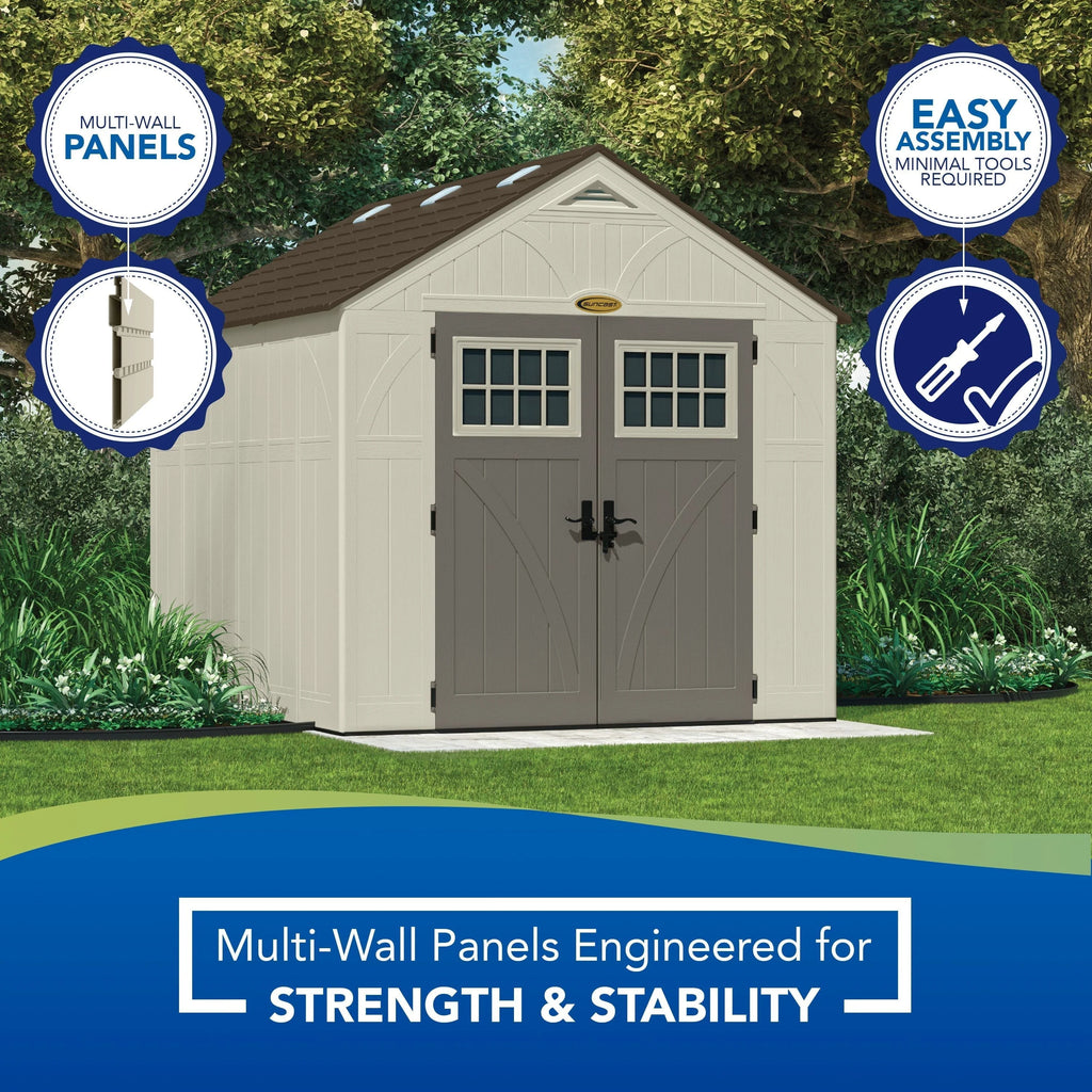 Suncast 8 x 10 ft. Metal and Resin Storage Shed. Vanilla