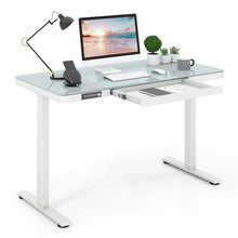 Load image into Gallery viewer, 48" x 24" Electric Standing Desk with Drawer, Tempered Glass Top, Memory Positions &amp; USB Type-C Outlets, Sit Stand Desk for Home Office