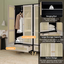 Load image into Gallery viewer, GOMYHOME - Accent Cabinet with Rattan Doors &amp; Drawer, Modern Storage Armoire for Living Room, Bedroom, Natural Wood Finish