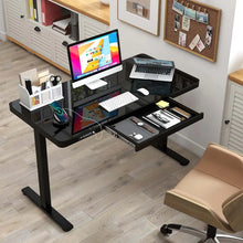 Load image into Gallery viewer, 48" x 24" Electric Standing Desk with Drawer, Tempered Glass Top, Memory Positions &amp; USB Type-C Outlets, Sit Stand Desk for Home Office