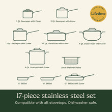 Load image into Gallery viewer, Cuisinart Chefs Classic 17 - Piece Stainless Steel Cookware Set