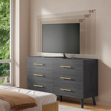 Load image into Gallery viewer, Noelse 3 Piece Bedroom Furniture Set, 6 Drawer Dresser with 2 Nightstands, Modern Wood Storage Organizer with Metal Handles for Bedroom, Living Room, Black