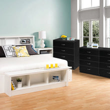 Load image into Gallery viewer, Segmart Black Chest of 4 Drawers, Wood Bedroom Furniture Chest Cabinet with Metal Handles for Kids Room