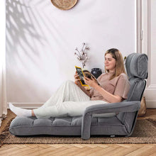 Load image into Gallery viewer, 6-Position Adjustable Floor Sofa Bed, Folding Lazy Sofa Chaise Lounger Recliner with Armrests &amp; Footrests for Living Room, Bedroom &amp; Gaming