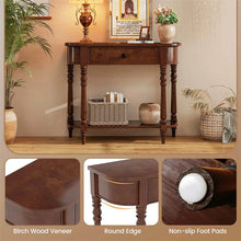Load image into Gallery viewer, 36" 2-Tier Retro Console Table with Storage Drawer &amp; Open Shelf, Solid Wood Narrow Entryway Sofa Table for Living Room, Foyer &amp; Hallway