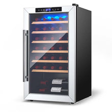 Load image into Gallery viewer, 20 Inch 33 Bottles Wine Cooler Refrigerator Built-In or Freestanding Mini Wine Fridge with 2-Layer Tempered Glass Door &amp; Dual Alarm Function