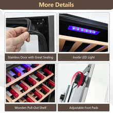 Load image into Gallery viewer, 20 Inch 33 Bottles Wine Cooler Refrigerator Built-In or Freestanding Mini Wine Fridge with 2-Layer Tempered Glass Door &amp; Dual Alarm Function
