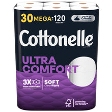 Load image into Gallery viewer, Cottonelle Ultra Comfort Toilet Paper 30 Mega Rolls