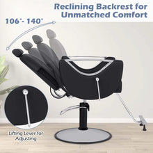Load image into Gallery viewer, Reclining Barber Chair, 360° Swivel Salon Chair with Heavy Duty Hydraulic Pump, Adjustable Height &amp; Headrest for Hair Styling, Makeup, Tattoo