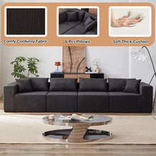 Load image into Gallery viewer, 104 - Inch Corduroy Modular L Shaped Sectional Sofa, Luxury Floor Couch Set, Upholstered Indoor Furniture, Foam - Filled Compressed Sofa for Living Room, Bedroom, 4 PC Free Combination ?
