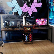Load image into Gallery viewer, 97" Extra Long 2-Person Computer Desk with Power Outlet and Printer Stand, Home Office Computer Workstation Double Gaming Table