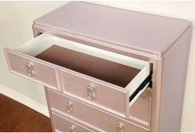 Load image into Gallery viewer, Contemporary Rosé Gold Twin Size Bed 6pc Set Dresser Mirror Nightstand Chest Padded HB Tufted Bedroom Furniture Solid Wood