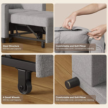 Load image into Gallery viewer, Lofka Chair Bed, Convertible Sofa Bed Couch Recliner Single Bed for Living Room/Office/Bedroom, Light Gray