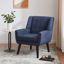 Load image into Gallery viewer, HUIMO Accent Chair, Button - Tufted Upholstered Living Room Chairs, Mid Century Modern Comfy Reading Chairs for Bedroom, Living Room, Beige - Lake Blue