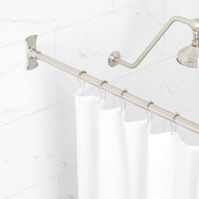 Load image into Gallery viewer, Signature Hardware 60" Brass Straight Shower Curtain Rod Finish: Brushed Nickel