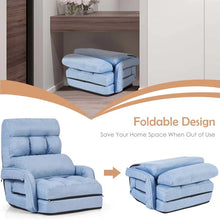 Load image into Gallery viewer, Folding Lazy Sofa Floor Chair with 6-Position Adjustable Backrest, Lumbar Pillow &amp; Armrests, Indoor Chaise Lounge Sofa for Gaming, Living Room