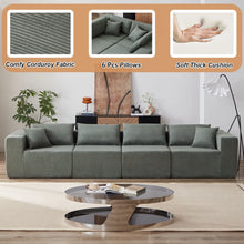 Load image into Gallery viewer, 104 - Inch Corduroy Modular L Shaped Sectional Sofa, Luxury Floor Couch Set, Upholstered Indoor Furniture, Foam - Filled Compressed Sofa for Living Room, Bedroom, 4 PC Free Combination ?