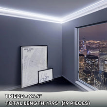 Load image into Gallery viewer, 7 - Piece 94.5 (55.12 Ft) Crown Molding with Duct Kit for Seamless Ambient Home Accent Lighting | Waterproof Channel for Easy LED Strip Installation (CROWN MOLDING WITH LED DUCT)